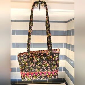 Tanya Lee Floral Black Quilted Tote Bag